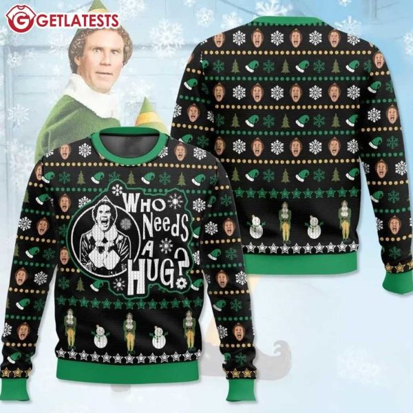 Buddy Elf Who Needs A Hug Ugly Christmas Sweater