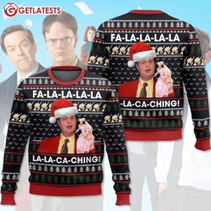 Dwight Schrute The Office FA LA LA LA LA LA LA CA Ching Ugly Christmas Sweater