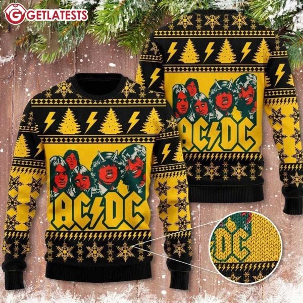 ACDC Highway To Hell Demon Rock N Roll Band Music Ugly Christmas Sweater