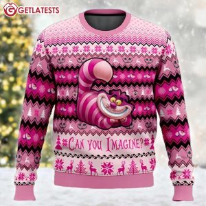 Cheshire Cat Can You Imagine Pink Ugly Christmas Sweater