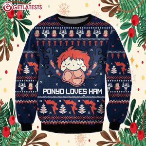 Ponyo Ghibli Studio Ponyo Loves Ham Ugly Christmas Sweater