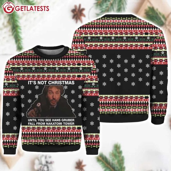 Hans Gruber Fall Nakatomi Plaza Die Hard Ugly Christmas Sweater