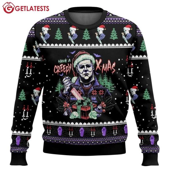 Michael Myers Happy A Creepy Xmas Ugly Christmas Sweater (3)