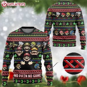 Super Mario No Pain No Game Ugly Christmas Sweater