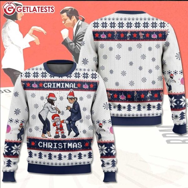 Pulp Fiction Dancing Criminal Christmas Santa Christmas Ugly Sweater