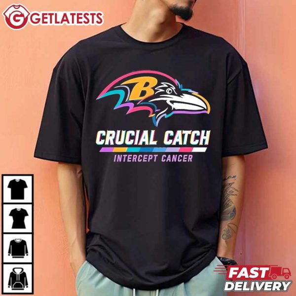 Baltimore Ravens NFL Crucial Catch Intercept Cancer T Shirt (1)