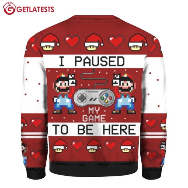 Super Mario I Paused To Be Here Game Ugly Christmas Sweater (1)