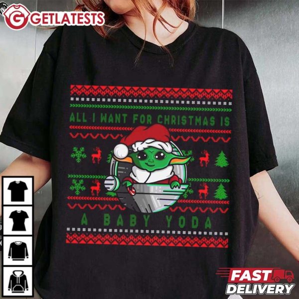 Baby Yoda All I Want For Christmas Is A Baby Yoda Star Wars T Shirt (3)