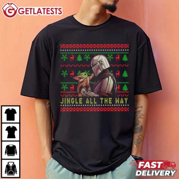 The Mandalorian Holding Grogu Jingle All The Way Star Wars T Shirt (4)