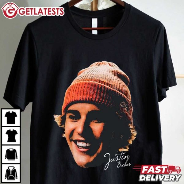 Justin Bieber Orange Beanie Face Music Gift For Fan T Shirt (2)