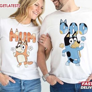 Bluey Dad And Mom Matching T Shirt (1)