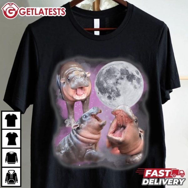 Moo Deng With The Moon T Shirt (2)