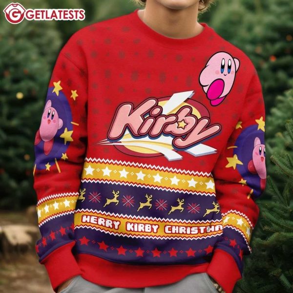 Kirby Merry Kirby Christmas Ugly Sweater (2)