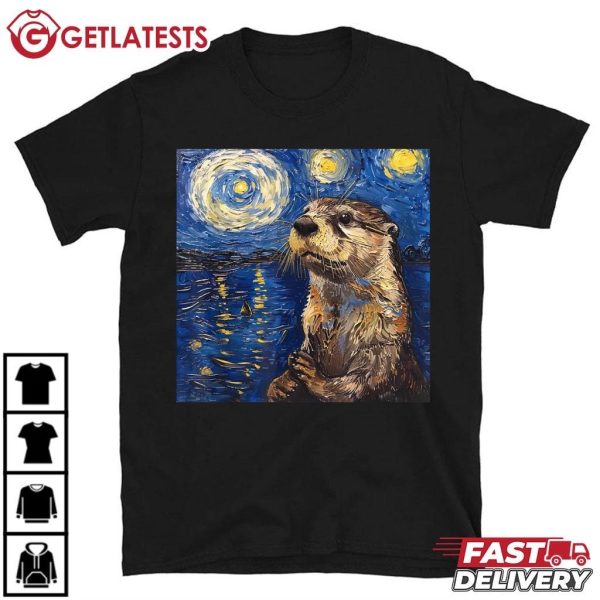 Otter Van Gogh Style Starry Night T Shirt (2)