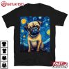 Starry Night Pug Dog Van Gogh Sky Painting Art Pug Lovers T Shirt (2)