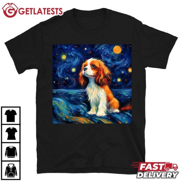 Starry Night Cavalier King Charles Spaniel Dog T Shirt (2)