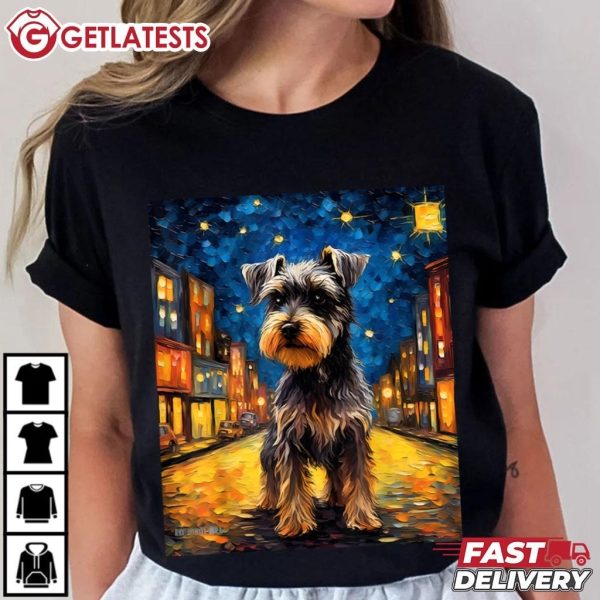 Starry Night Miniature Schnauzer Dog T Shirt (1)