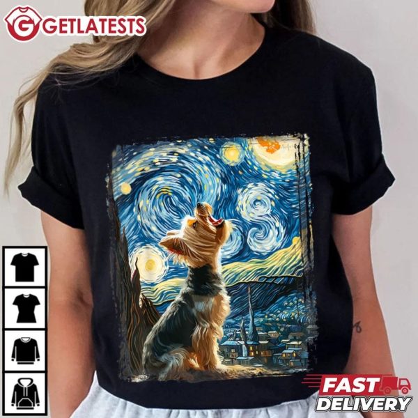 Yorkshire Terrier Dog Starry Night Van Gogh T Shirt (1)