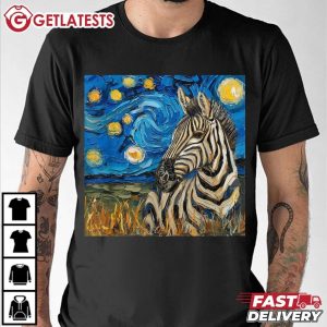 Zebra Van Gogh Style Starry Night T Shirt (3)