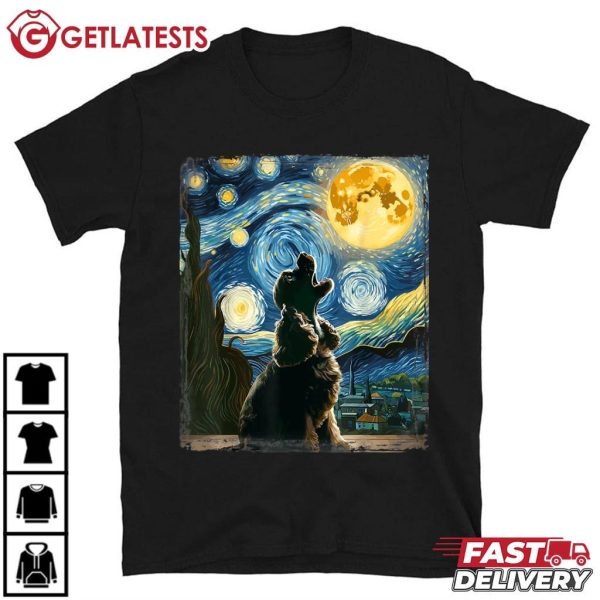 Cocker Spaniel Dog Art Van Gogh Starry Night T Shirt (2)