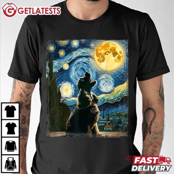 Cocker Spaniel Dog Art Van Gogh Starry Night T Shirt (3)