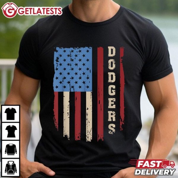 Dodgers Name Retro First Name Dodgers Lover Usa Flag T Shirt (4)