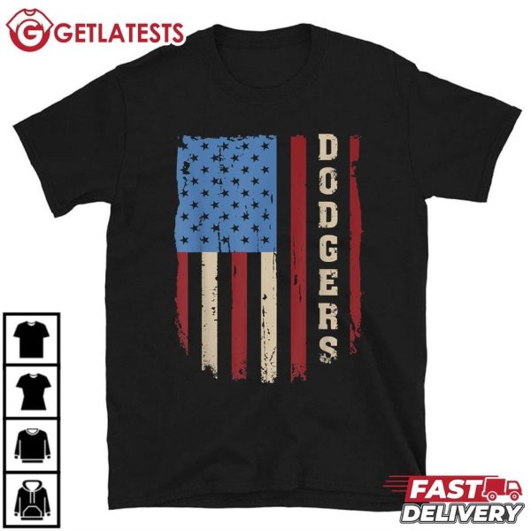 Dodgers Name Retro First Name Dodgers Lover Usa Flag T Shirt (2)