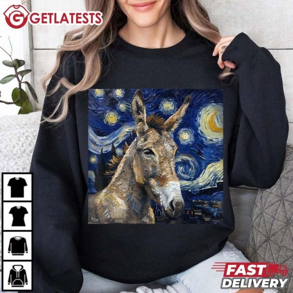 Donkey Van Gogh Style Starry Night T Shirt (4)