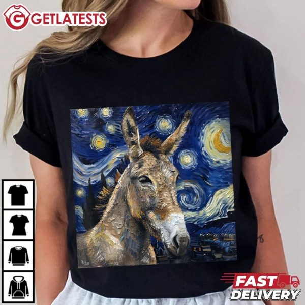 Donkey Van Gogh Style Starry Night T Shirt (1)