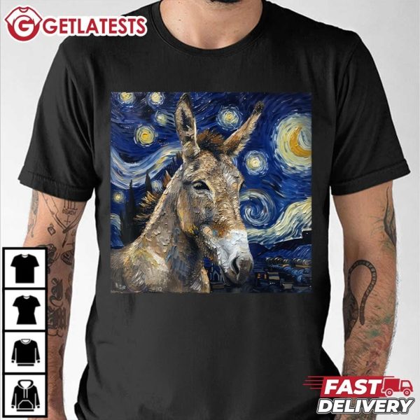 Donkey Van Gogh Style Starry Night T Shirt (3)