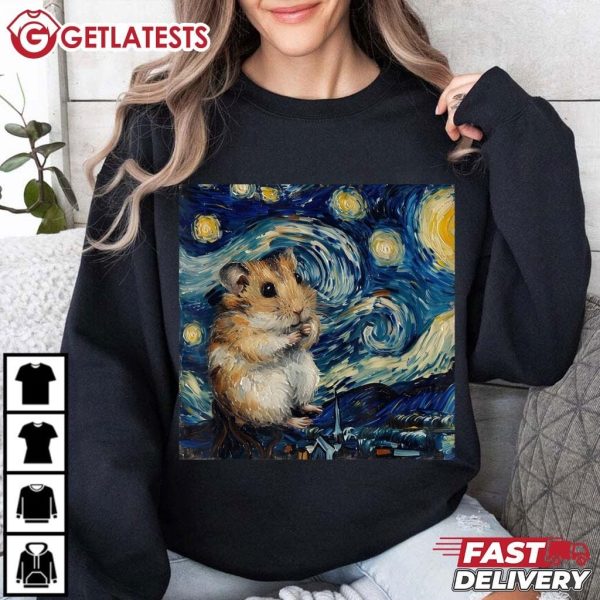 Hamster Van Gogh Starry Night Artistic T Shirt (3)