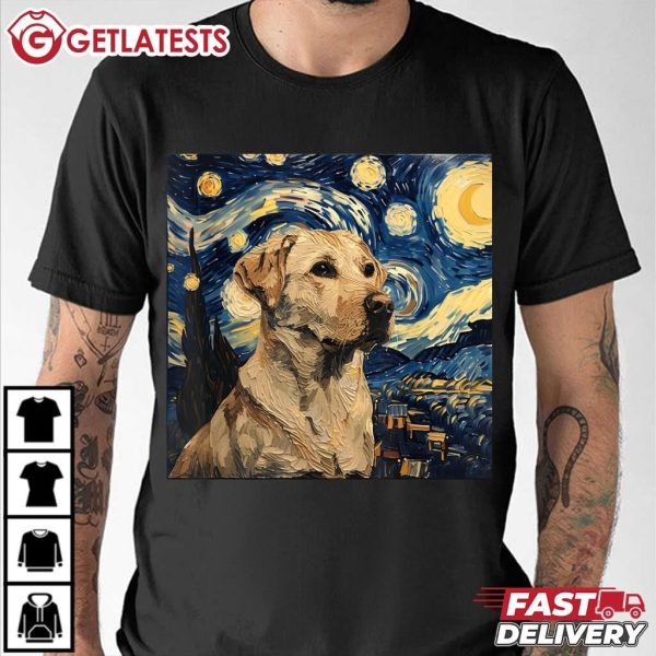 Labrador Retriever Dog Van Gogh Starry Night Artistic T Shirt (3)