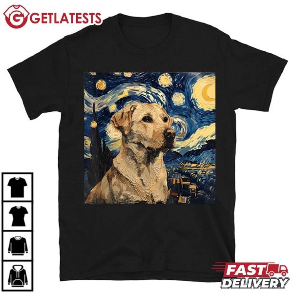 Labrador Retriever Dog Van Gogh Starry Night Artistic T Shirt (2)