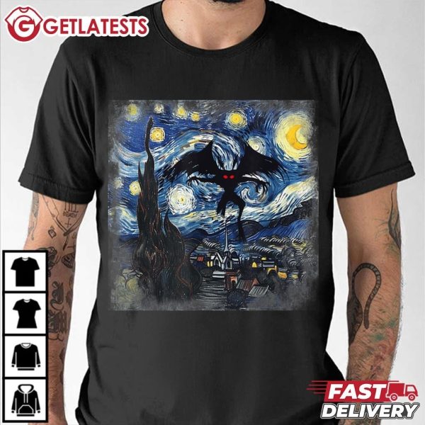 Mothman Starry Night Vintage Arts Monsters T Shirt (3)