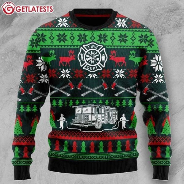 Awesome Firefighter Fire Dept Ugly Christmas Sweater (1)