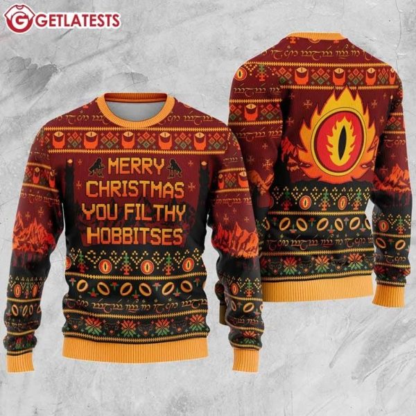 Merry Christmas You Filthy Hobbitses LOTR Ugly Christmas Sweater (1)