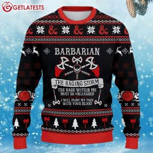 Barbarian The Raging Storm DnD Ugly Sweater (1)