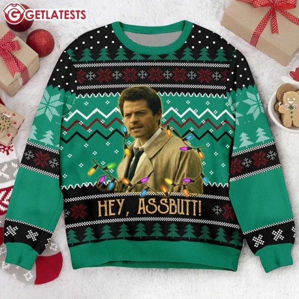 Castiel Hey Assbutt Supernatural Christmas Ugly Sweater (1)