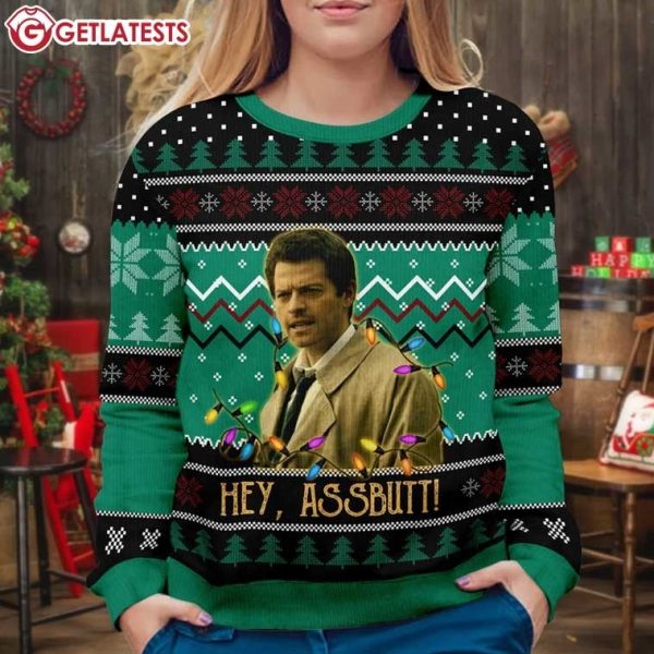 Castiel Hey Assbutt Supernatural Christmas Ugly Sweater (2)