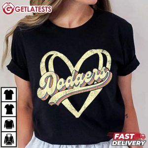 Dodgers Heart Name Retro Style Graphic Dodgers Lover T Shirt (1)