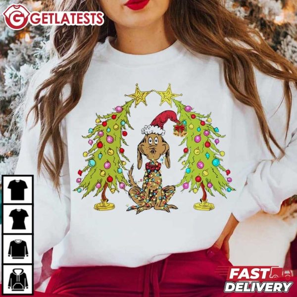 Max Dog The Grinch Whimsical Christmas Tree T Shirt (1)