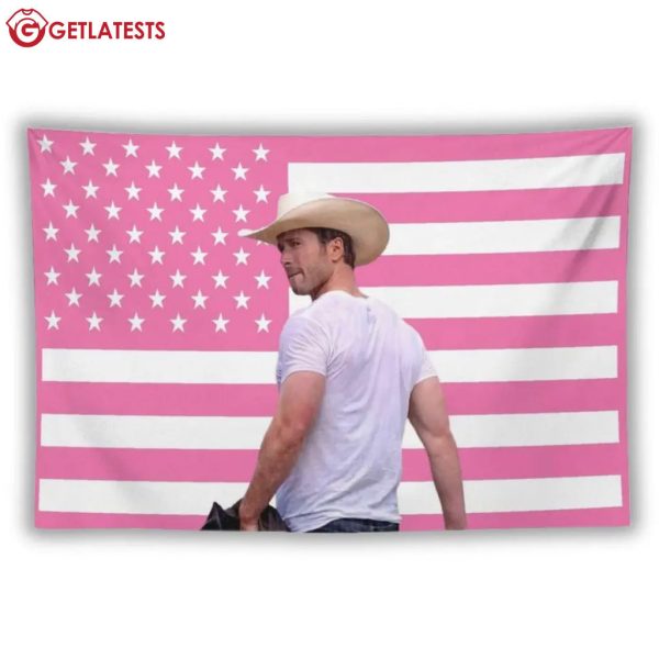 Glen Powell Pink American Wall Tapestry