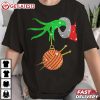 Grinch Hand Holding Ball Of Wool And Knitting Needles Christmas T Shirt (3)