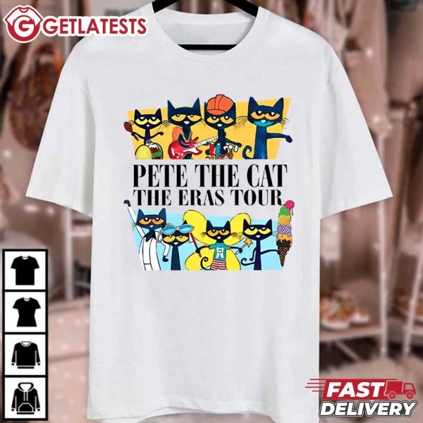 Pete The Cat The Eras Tour Children Book Cartoon T Shirt (2)