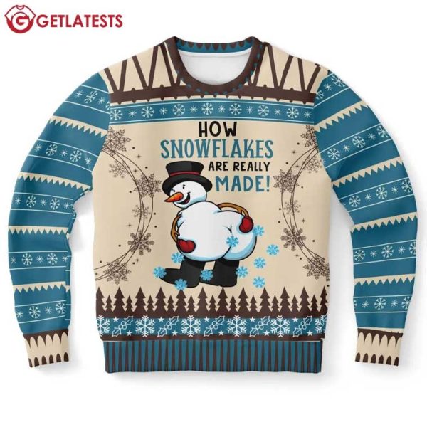 Snowman How Snowflakes Are Really Made Ugly Christmas Sweater (1)