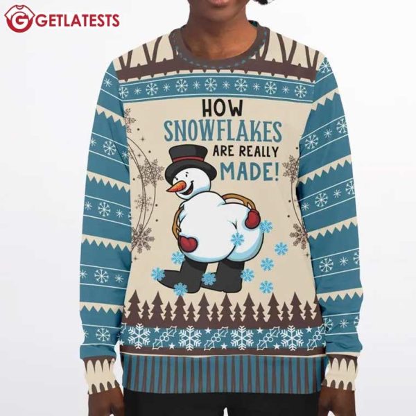 Snowman How Snowflakes Are Really Made Ugly Christmas Sweater (2)