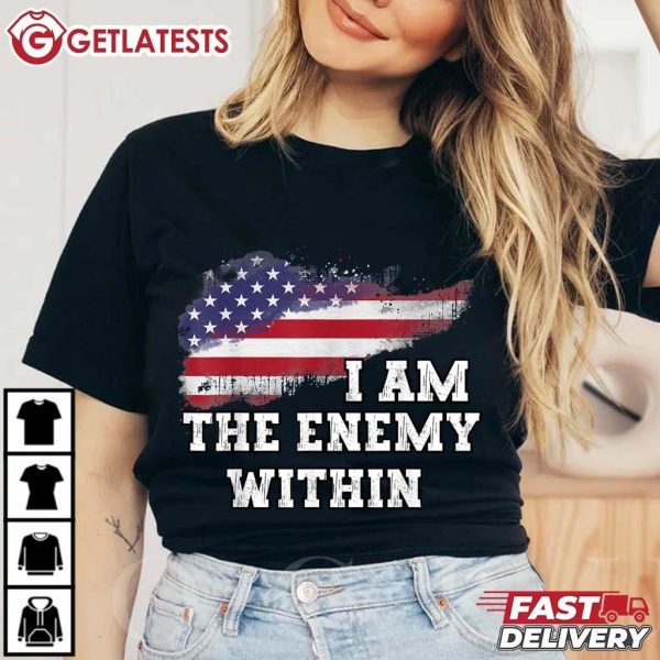 Veterans I Am The Enemy Within American Flag T Shirt (1)