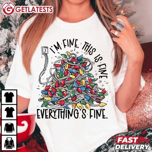 I'm Five This is Five Everything's Five Christmas Lights T Shirt (4)