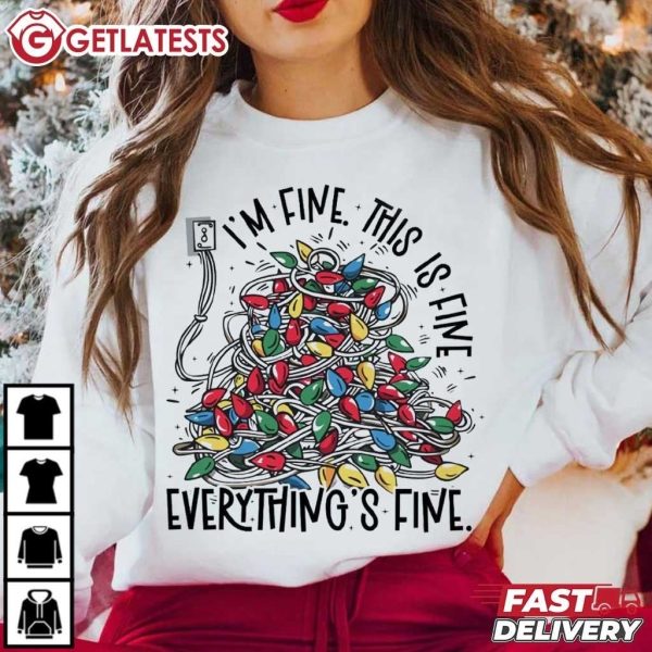 I'm Five This is Five Everything's Five Christmas Lights T Shirt (3)