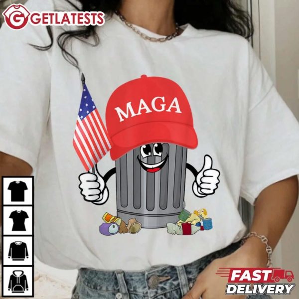 Trump MAGA Garbage Can American Flag Funny T Shirt (4)